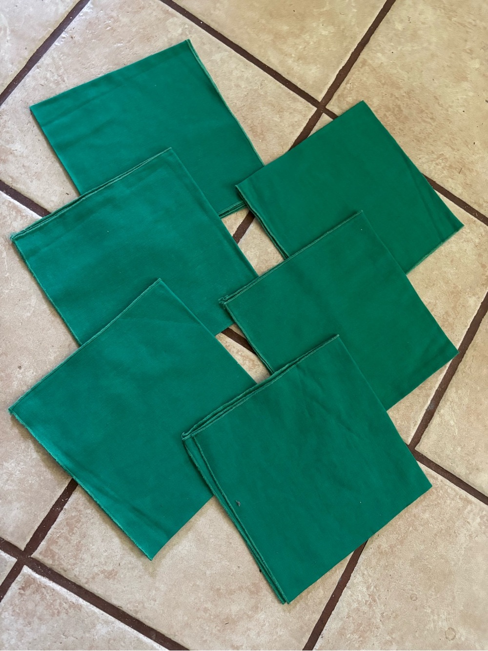 Set of 6 Vintage Green Napkins 16x16 Like New